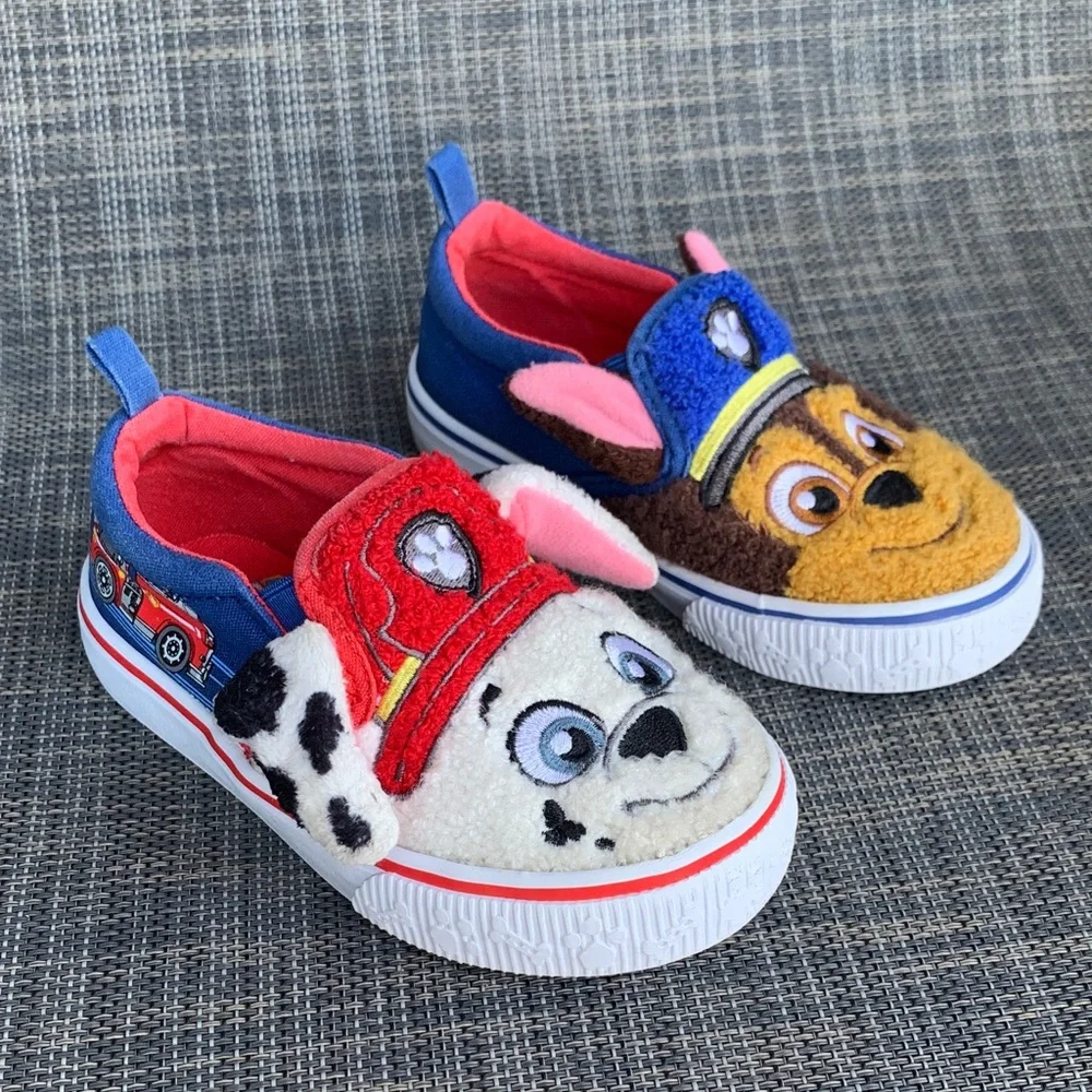 Paw Patrol Characters Toddler Kids Fleece Slip-On Sneakers Shoes size 7
